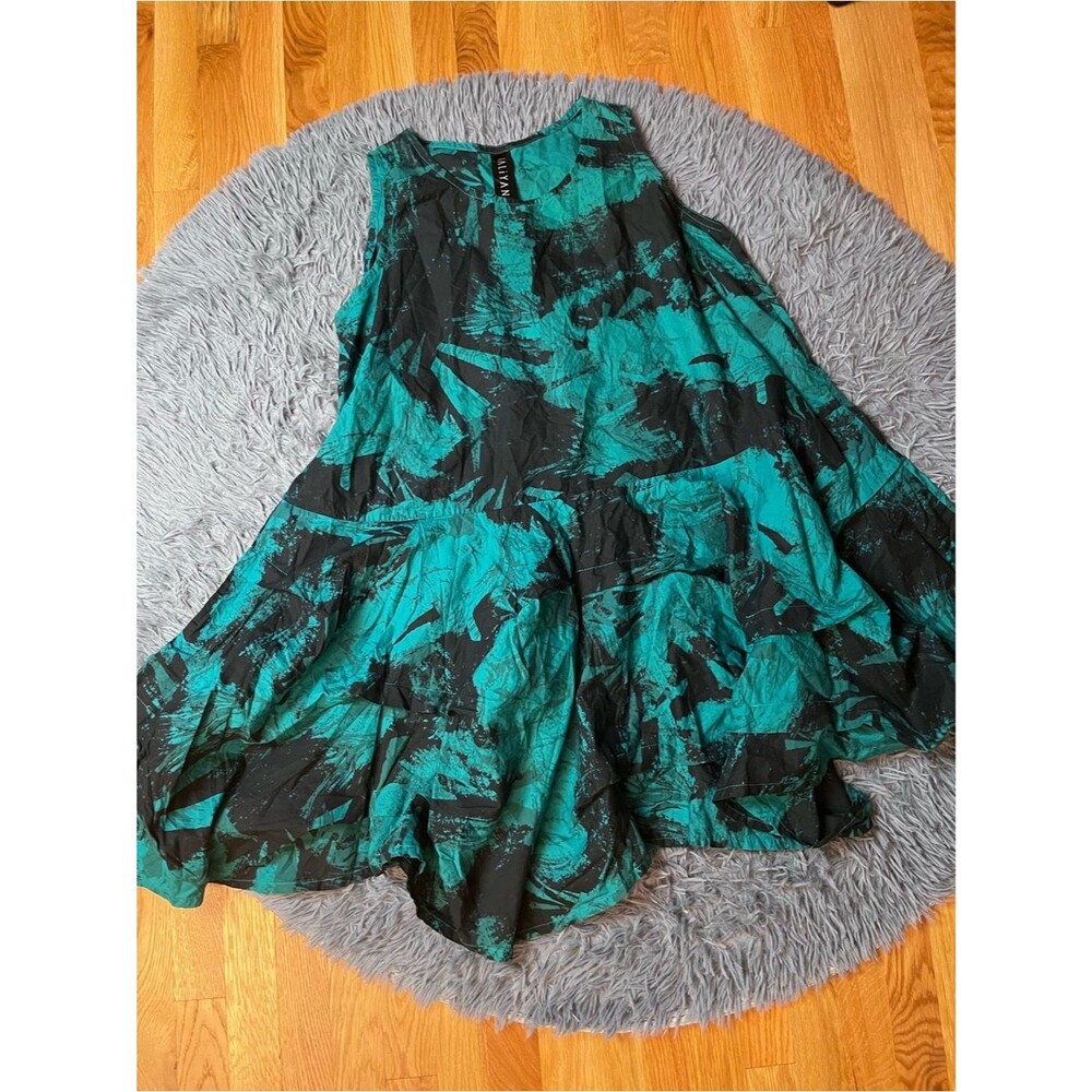 Kaliyana Teal Black A-Line Tiered Lagenlook Dress Size XL